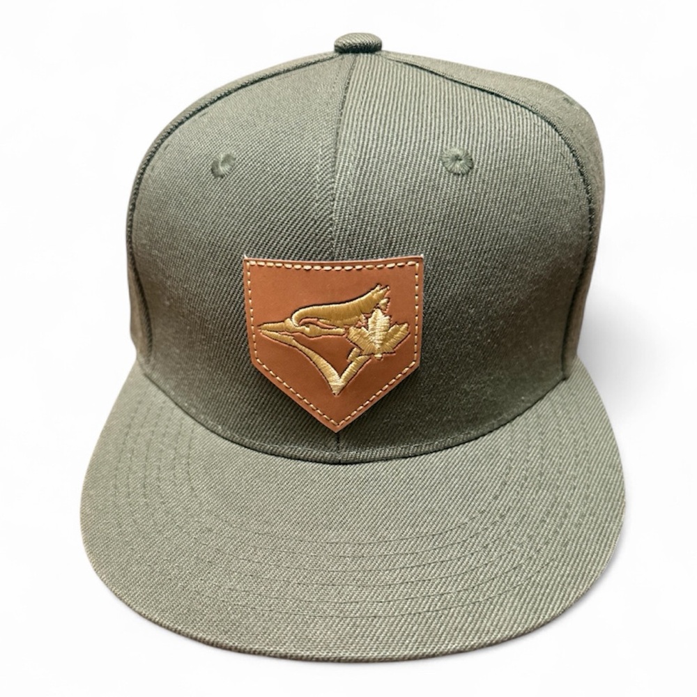 Olive Green Baseball Cap with Leather Patch